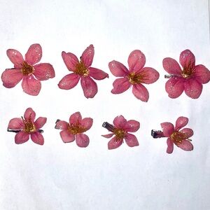 Handmade Pink Floral Hair Clips